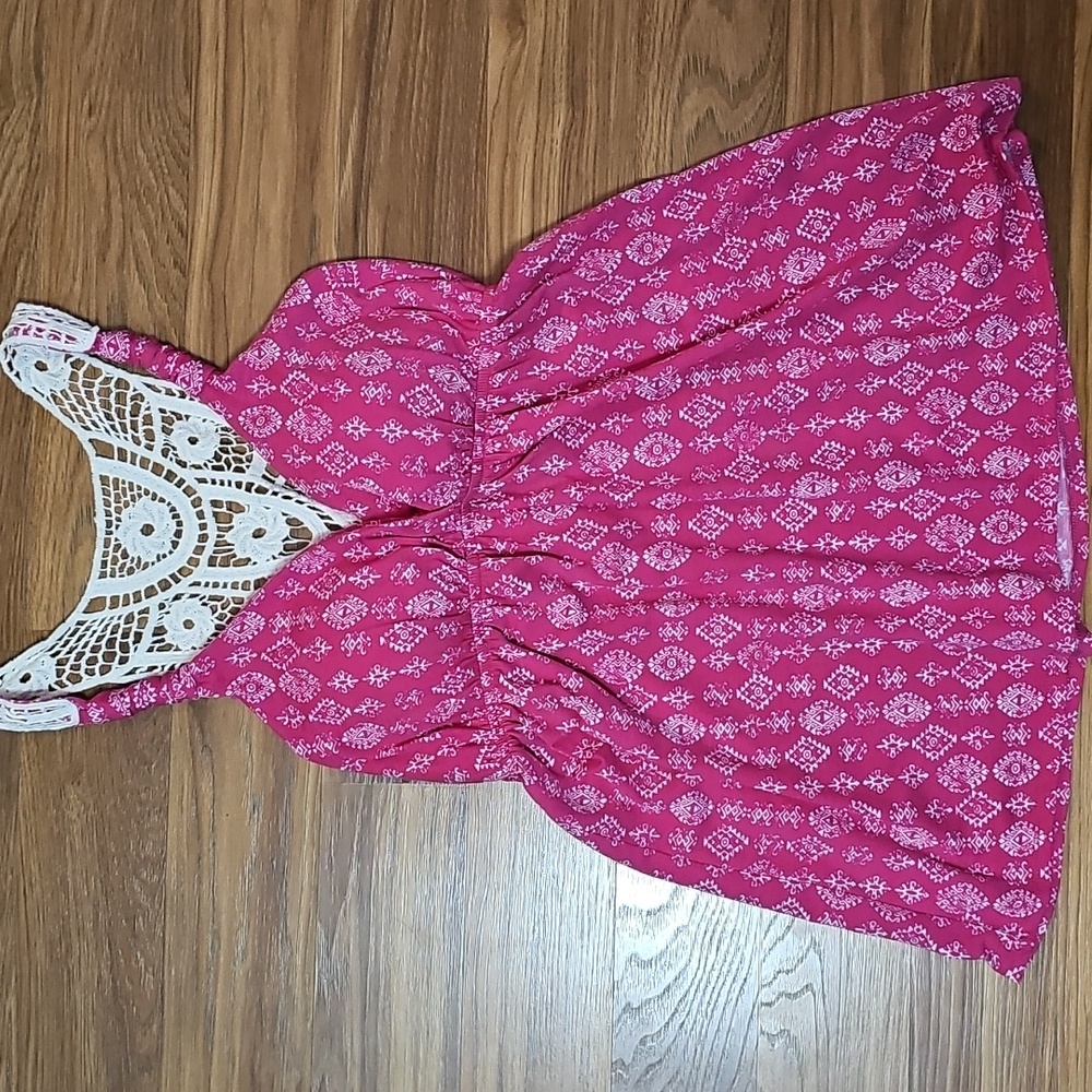 Womens Pink Rose Tank Top with Lace Back/Strap Detail